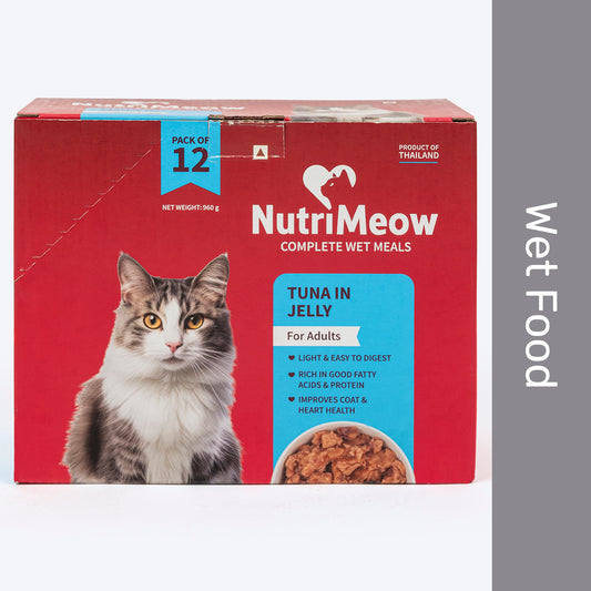 NutriMeow Tuna In Jelly Wet Food For Adult Cat - Pack Of 12 (80 gm Each)