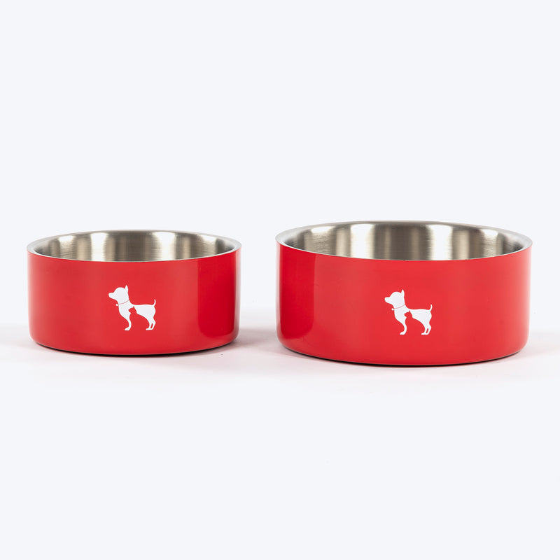 HUFT Quintessential Double Walled Bowl For Dog - Red