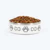 HUFT Happy Feast Printed Bowl For Dog - White
