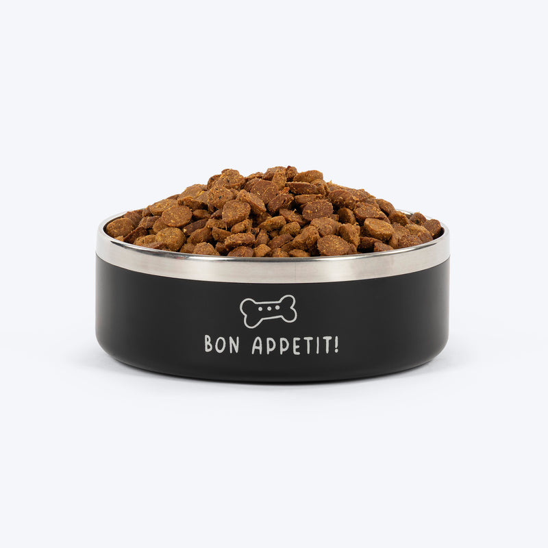 HUFT Bon Appetit Printed Bowl For Dog - Black