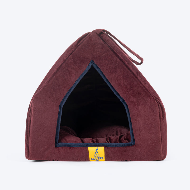 TLC Bedding With Removable Cushion For Cat - Maroon - Heads Up For Tails