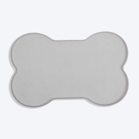 HUFT Anti Spill Bone Shape Food Mat For Dog & Cat - Light Grey