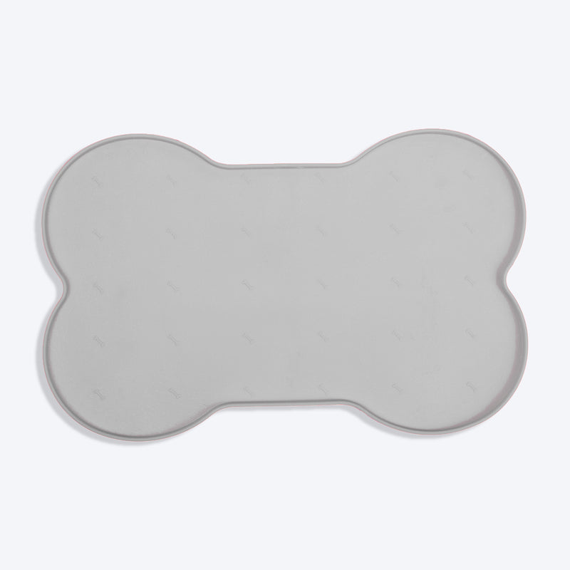HUFT Anti Spill Bone Shape Food Mat For Dog & Cat - Light Grey