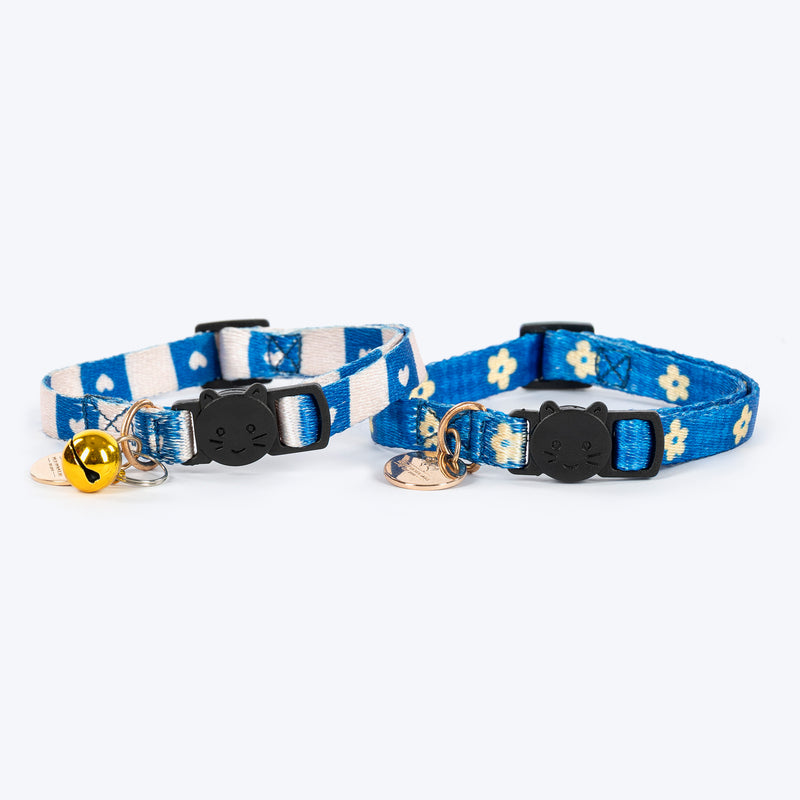 HUFT Meowvelous Collars For Cat - Blue & Off White