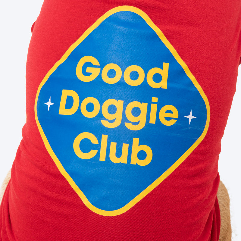 TLC Good Doggie Club T-Shirt For Dog - Red - Heads Up For Tails