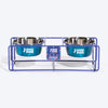 Dash Dog Rainbow Rush Elevated Double Diner With Steel Bowl Inserts For Dog - Violet - Heads Up For Tails