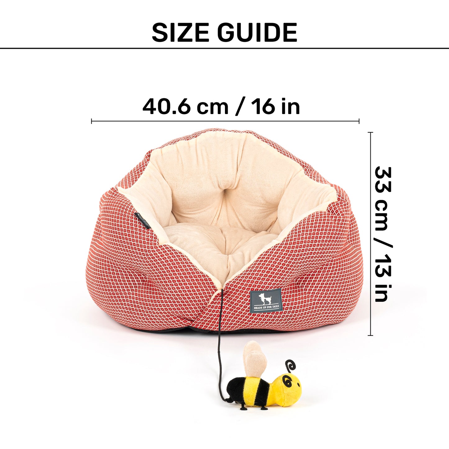 HUFT Purrfect Perch Bed With A Bumble Bee Toy For Cat & Puppy - Red & Blush Pink