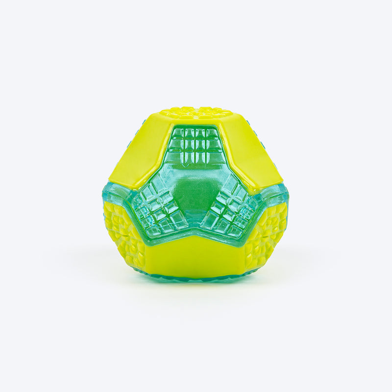 Dash Dog Grip & Go Squeaky Ball For Dog - Neon Green & Blue - Heads Up For Tails