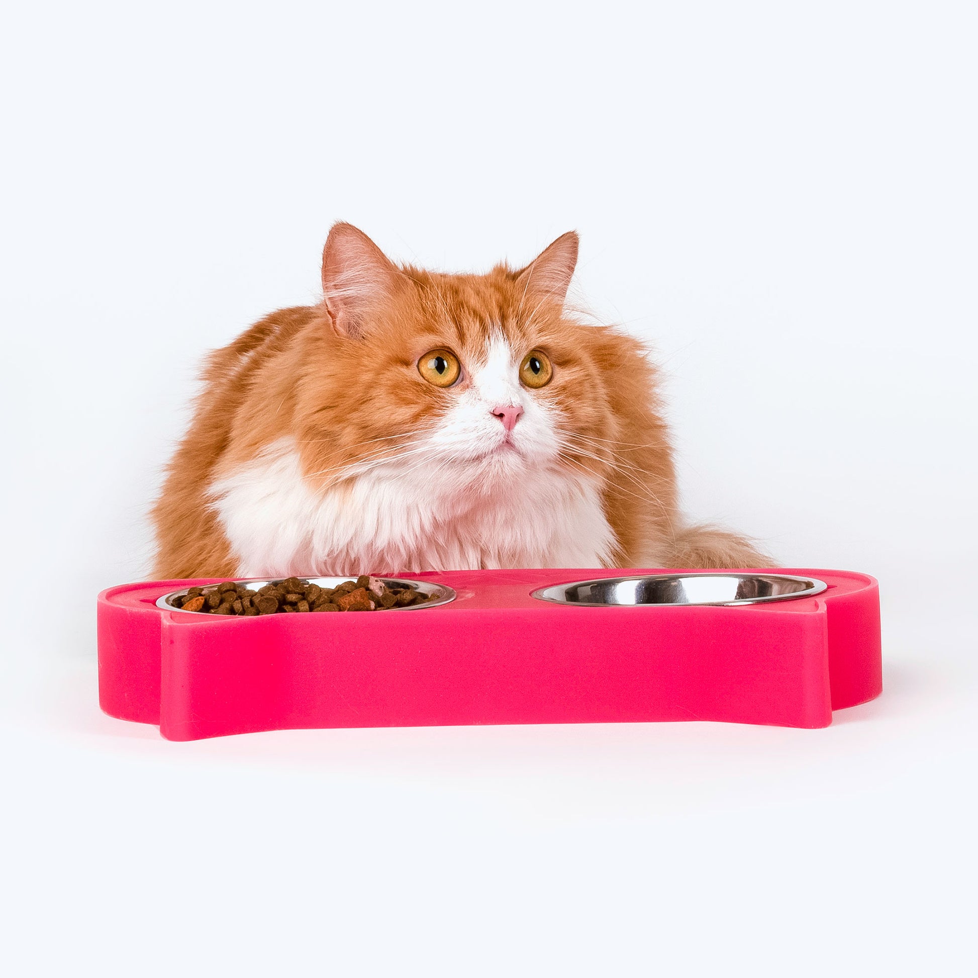 HUFT Cat Face Double Diner For Cats (Pink) - Heads Up For Tails