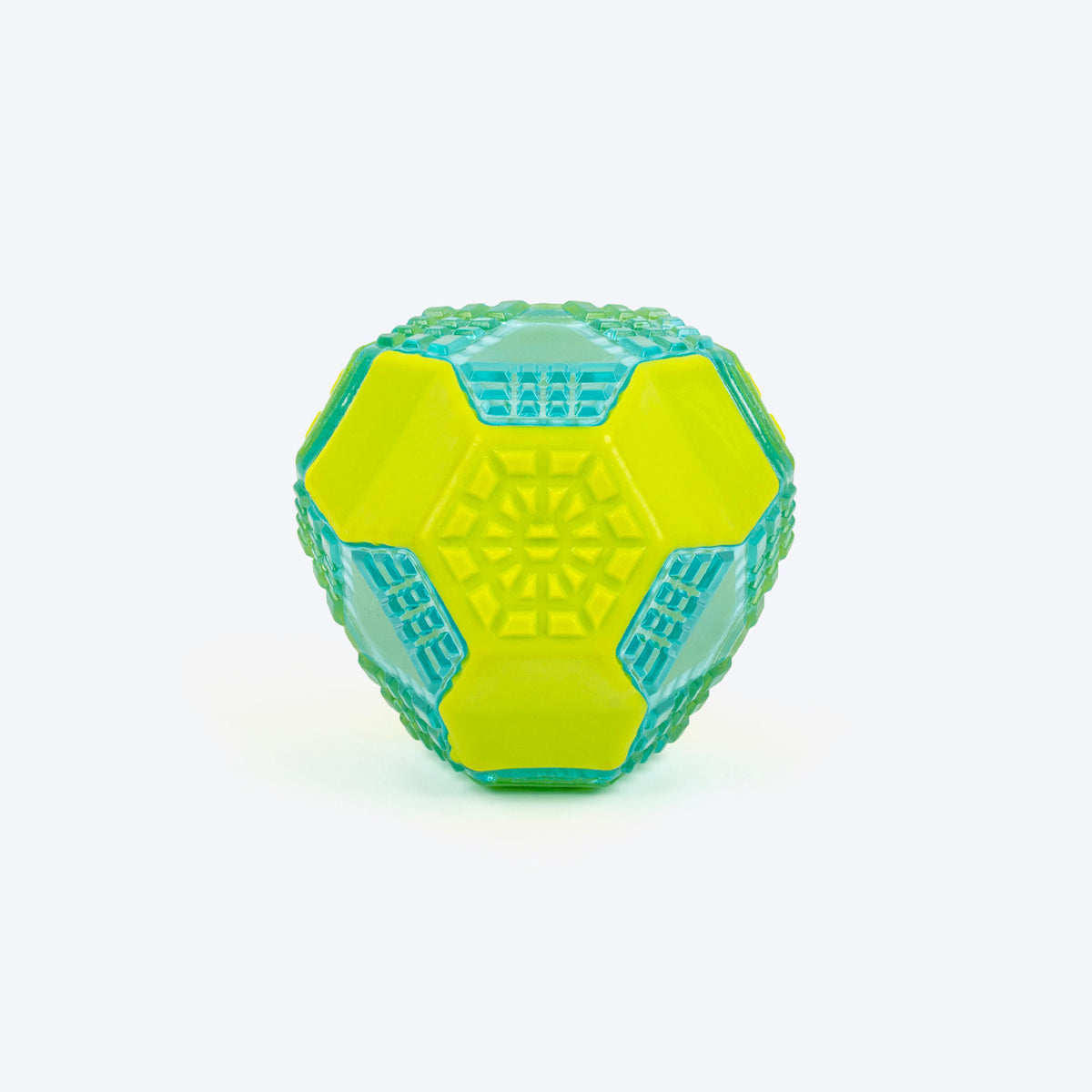 Dash Dog Grip & Go Squeaky Ball For Dog - Neon Green & Blue - Heads Up For Tails