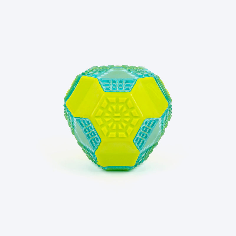 Dash Dog Grip & Go Squeaky Ball For Dog - Neon Green & Blue - Heads Up For Tails
