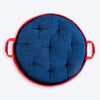 HUFT Cuddle Paws Jute Basket Bed With Cushion For Small Dogs & Cats - Red & Navy - Heads Up For Tails