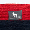 HUFT Cuddle Paws Jute Basket Bed With Cushion For Small Dogs & Cats - Red & Navy - Heads Up For Tails