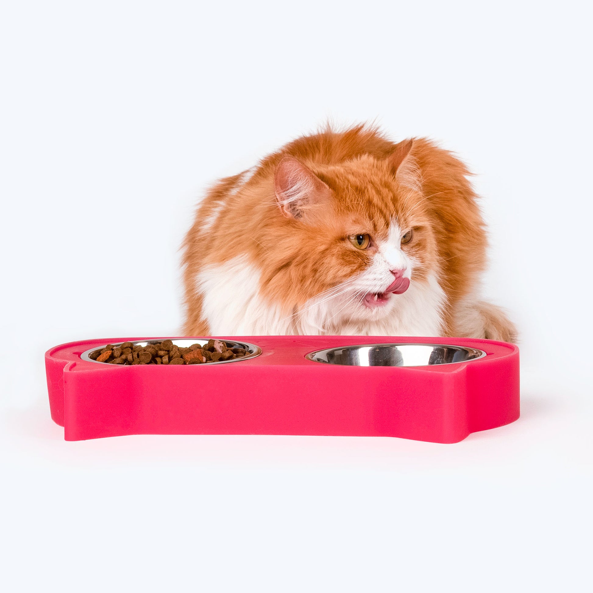 HUFT Cat Face Double Diner For Cats (Pink) - Heads Up For Tails