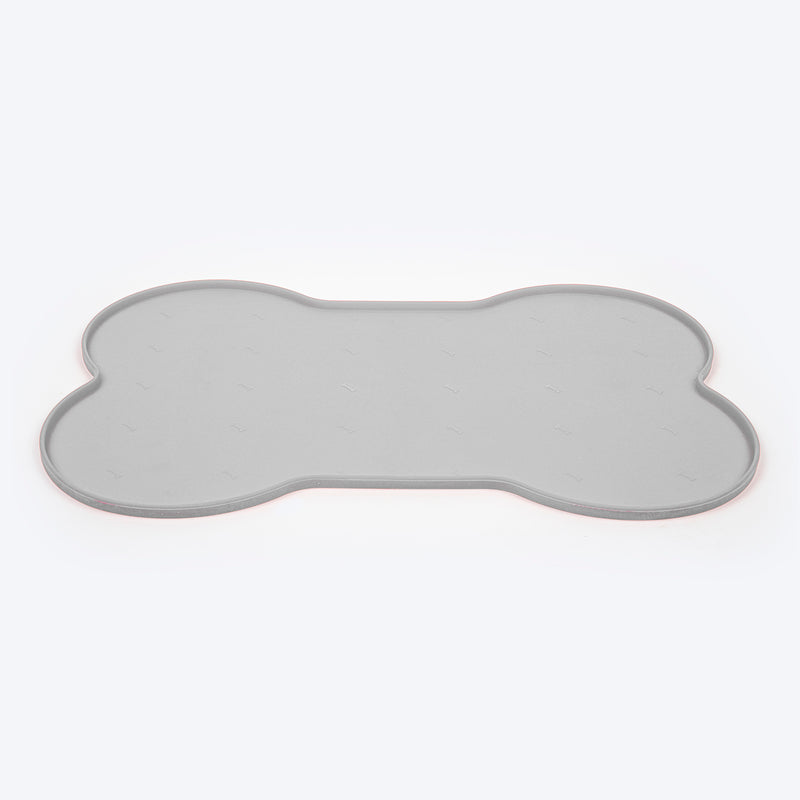HUFT Anti Spill Bone Shape Food Mat For Dog & Cat - Light Grey