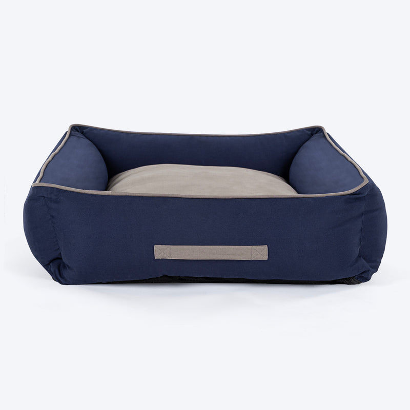 HUFT Classic Lounger Dog Bed - Grey & Navy - Heads Up For Tails