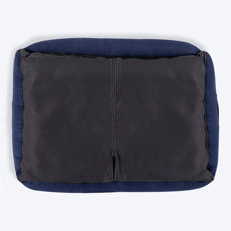 HUFT Classic Lounger Dog Bed - Grey & Navy - Heads Up For Tails
