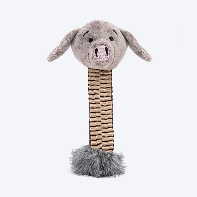 HUFT Tuggie Piggie Plush Toy For Dog - Grey - Heads Up For Tails