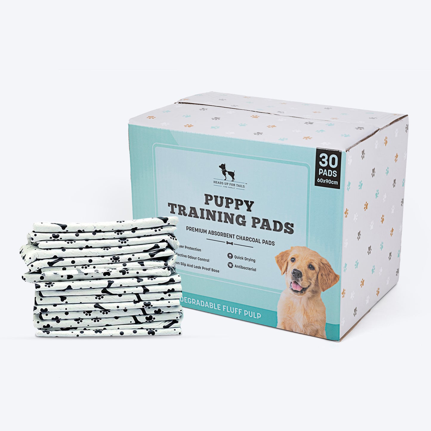 HUFT Charcoal Puppy Training Pads - 60 x 90 cm - Heads Up For Tails