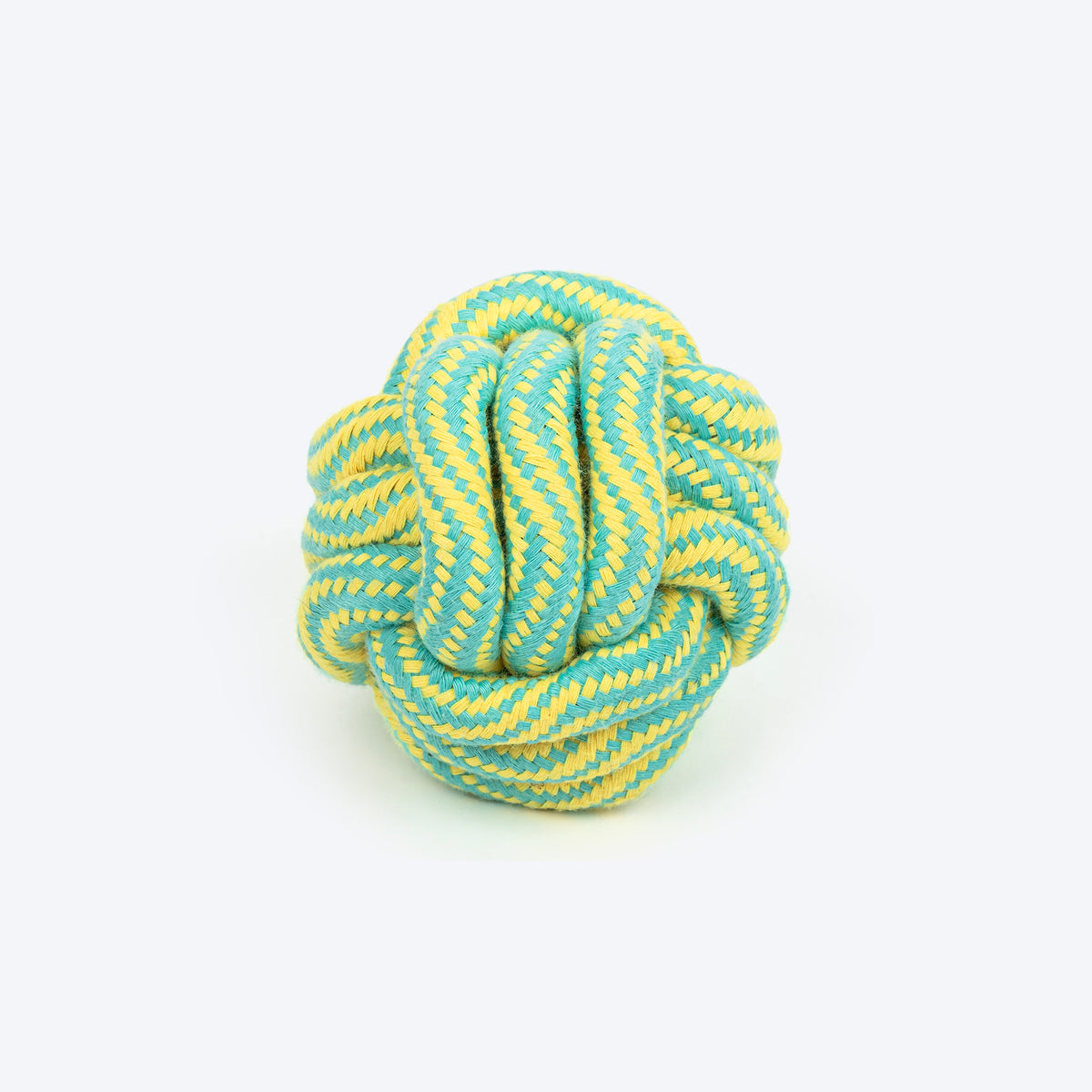 TLC Tug Knot Ball Rope Toy For Dog - Yellow & Turquoise - Heads Up For Tails