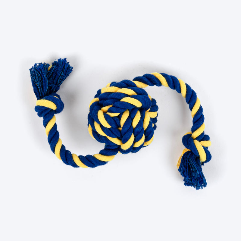 TLC Knot Ruff Rope Toy For Puppies & Small Dog - Yellow & Blue - Heads Up For Tails