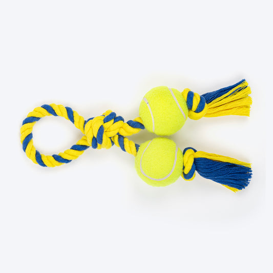 TLC Tuggo Ball Rope Toy For Dog - Yellow & Blue