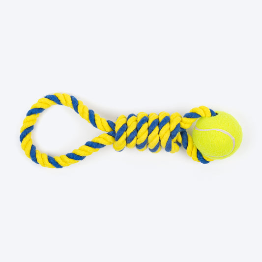 TLC Twist n' Toss Rope Toy For Dog - Yellow & Blue