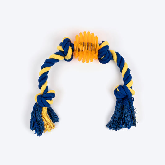 TLC Rope Chewer Rope Toy For Dog - Yellow & Blue - Heads Up For Tails