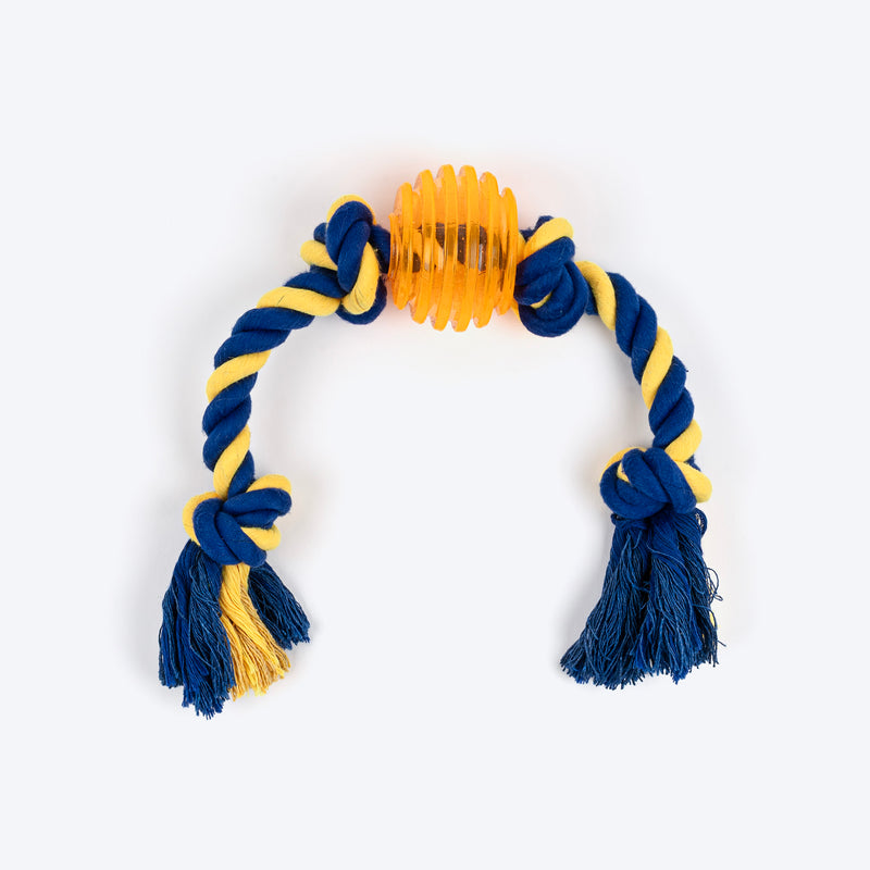 TLC Rope Chewer Rope Toy For Dog - Yellow & Blue - Heads Up For Tails