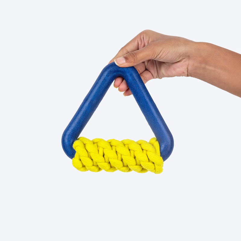 TLC Knotty Tail Chew Toy For Dog - Yellow & Blue - Heads Up For Tails