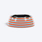 HUFT Happy Stripes Printed Melamine Bowl With Steel Insert For Dog - Blue & Orange - Heads Up For Tails
