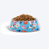 HUFT Summer Bloom Printed Melamine Bowl With Steel Insert For Dog - Blue - Heads Up For Tails