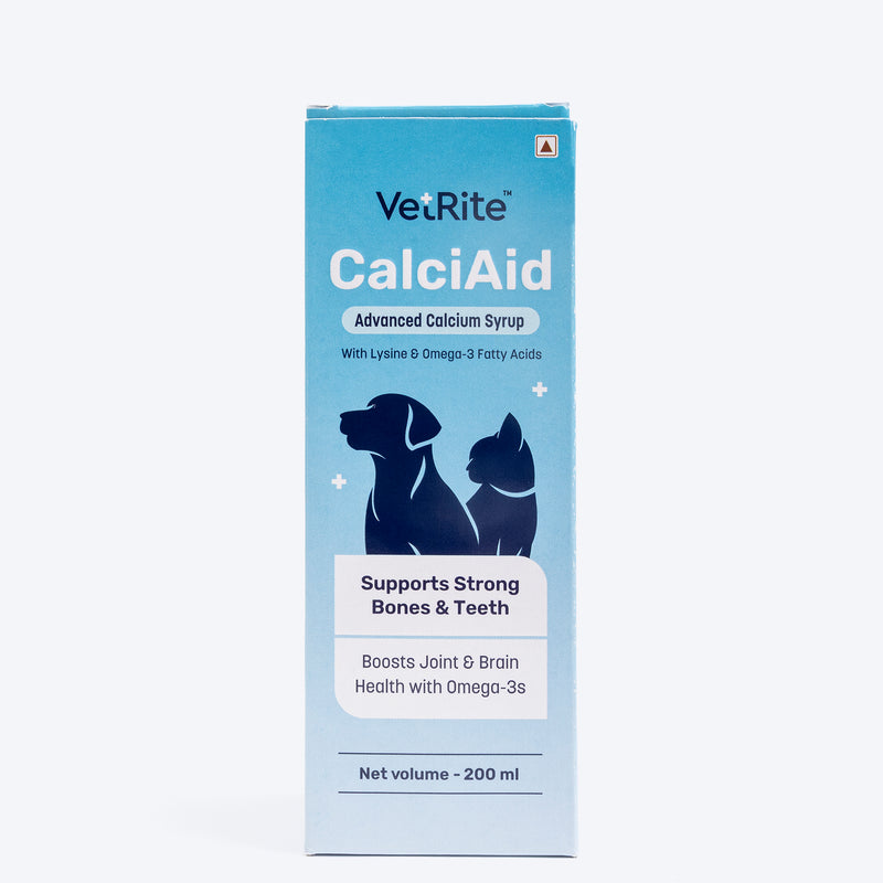 VetRite CalciAid Supports Strong Bones & Teeth Advanced Calcium Syrup For Dog & Cat - 200 ml - Heads Up For Tails