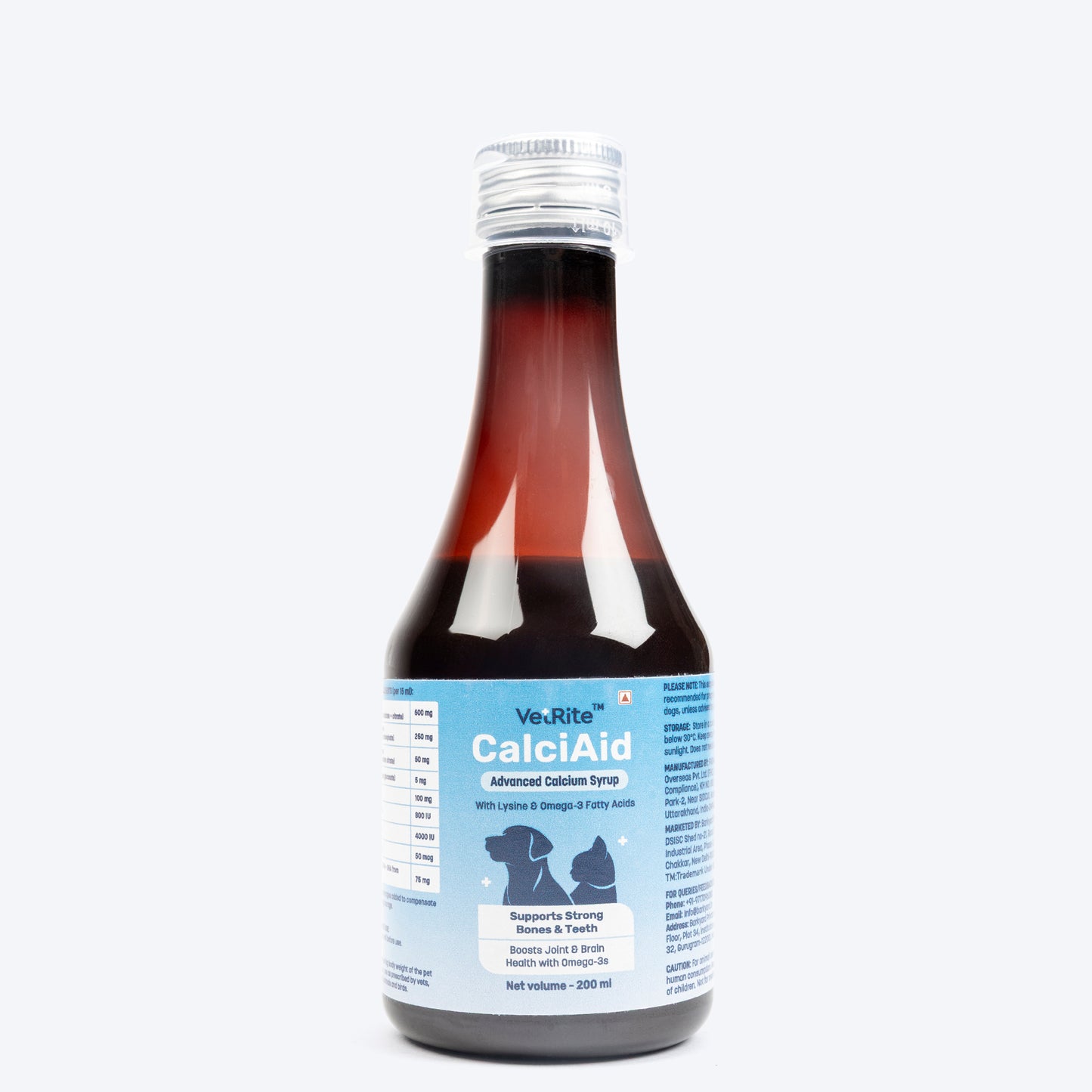 VetRite CalciAid Supports Strong Bones & Teeth Advanced Calcium Syrup For Dog & Cat - 200 ml