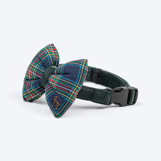 HUFT Paws 'N' Claus Bow Tie With Strap For Dog - Emerald Green