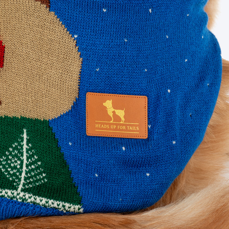 HUFT Reindeer Cheer Sweater For Dog - Blue - Heads Up For Tails