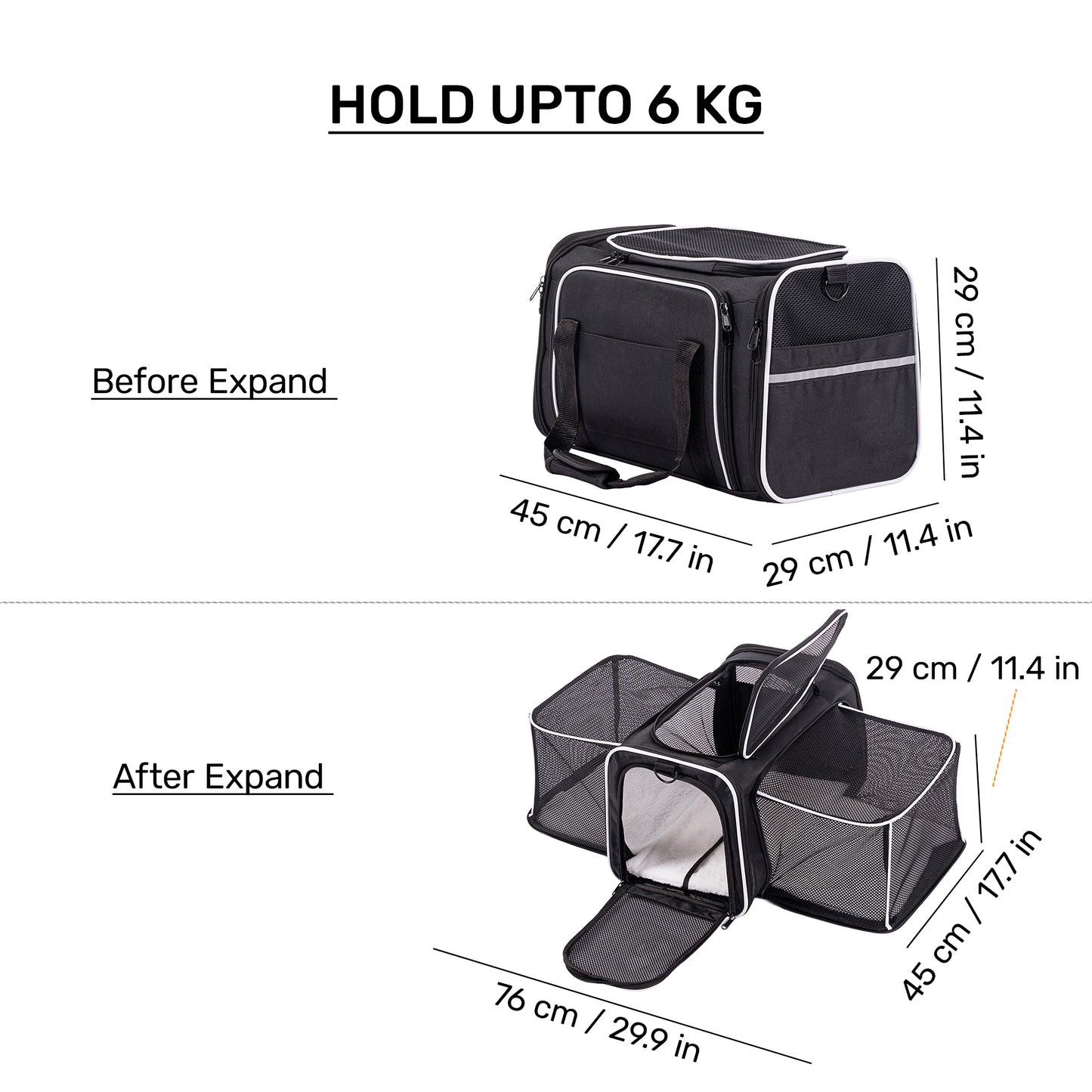 HUFT Travel Paws Expandable Pet Carrier For Dog & Cat - Assorted