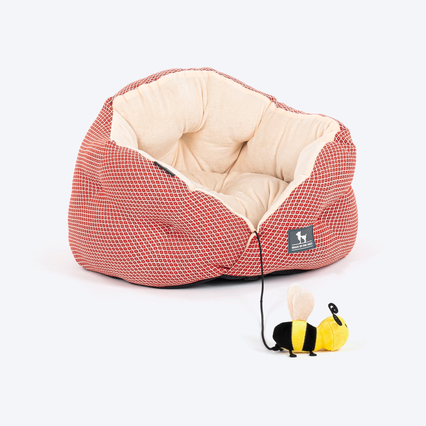 HUFT Purrfect Perch Bed With A Bumble Bee Toy For Cat & Puppy - Red & Blush Pink