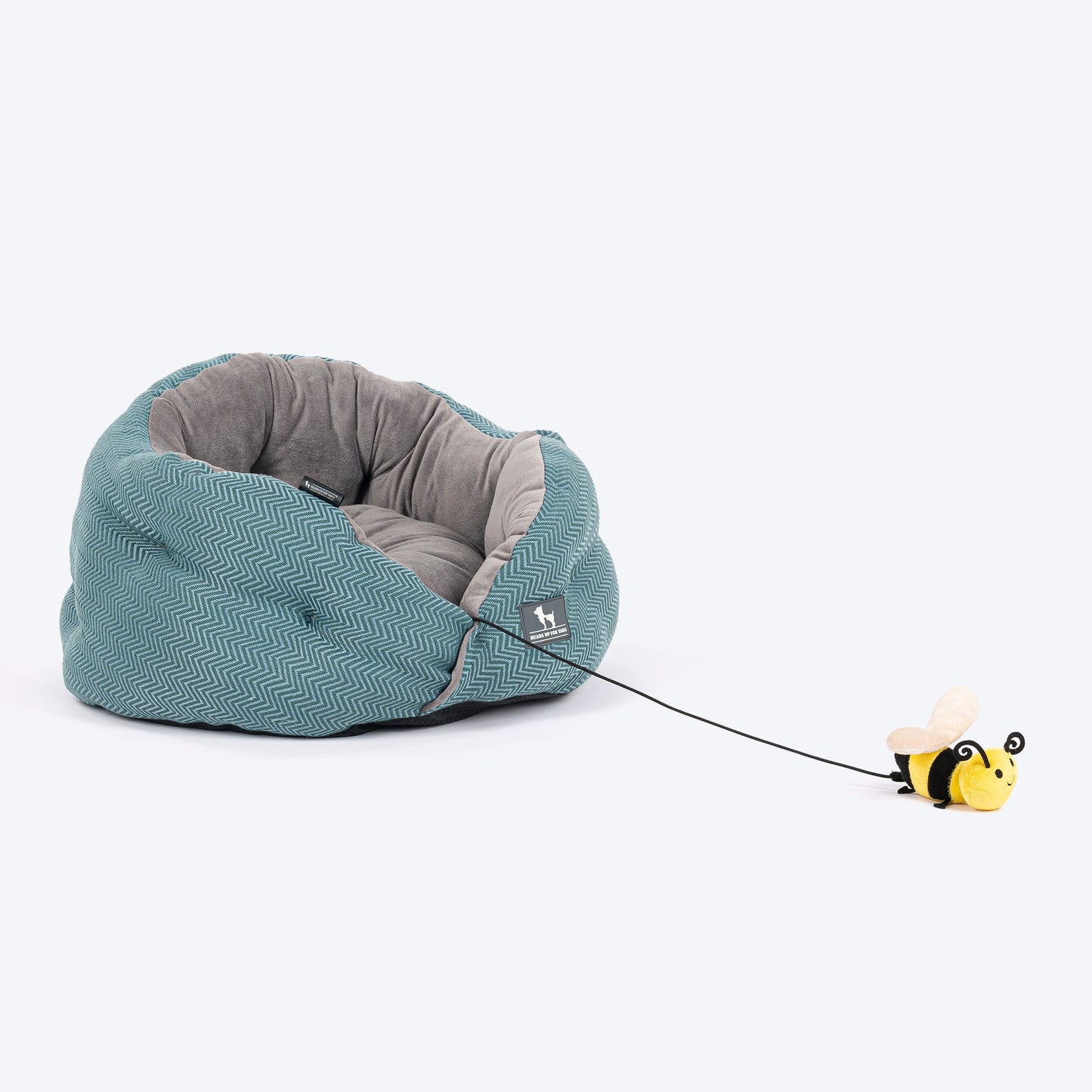 HUFT Purrfect Perch Bed With A Bumble Bee Toy For Cat & Puppy - Grey & Sea Green