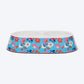 HUFT Summer Bloom Printed Melamine Double Diner For Dog - Blue - Heads Up For Tails