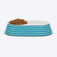 HUFT Happy Stripes Printed Melamine Double Diner For Dog - Blue & Turquoise - Heads Up For Tails