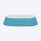 HUFT Happy Stripes Printed Melamine Double Diner For Dog - Blue & Turquoise - Heads Up For Tails