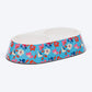 HUFT Summer Bloom Printed Melamine Double Diner For Dog - Blue - Heads Up For Tails