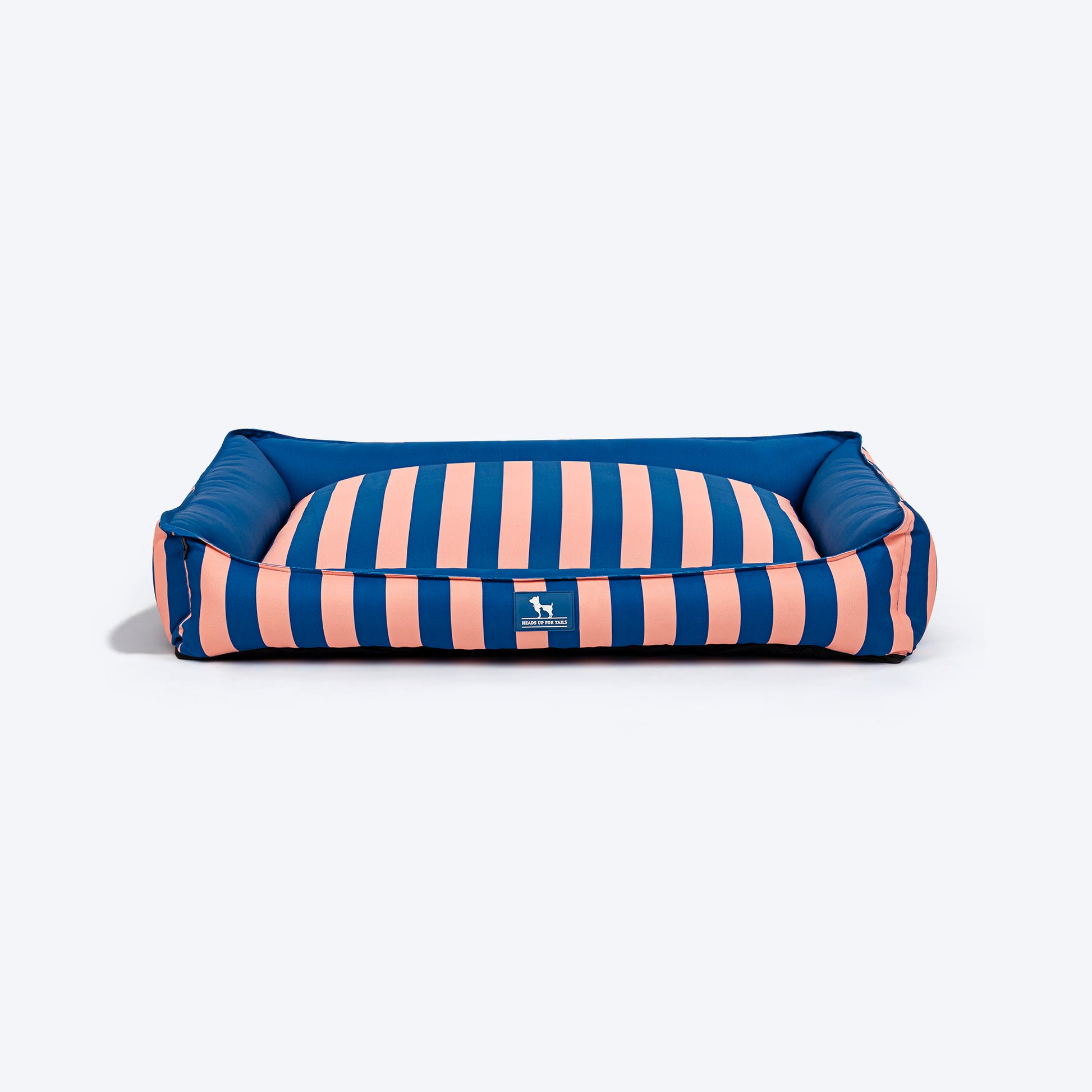 HUFT Happy Stripes Lounger Bed For Dog - Navy & Peach - Heads Up For Tails