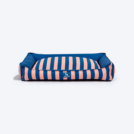 HUFT Happy Stripes Lounger Bed For Dog - Navy & Peach - Heads Up For Tails