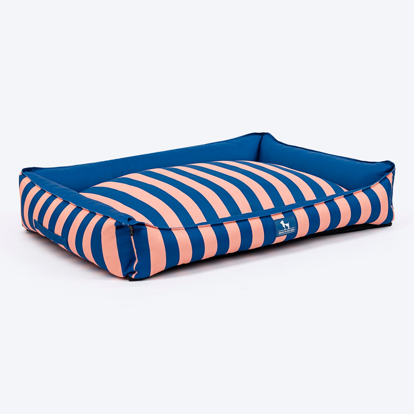 HUFT Happy Stripes Lounger Bed For Dog - Navy & Peach - Heads Up For Tails