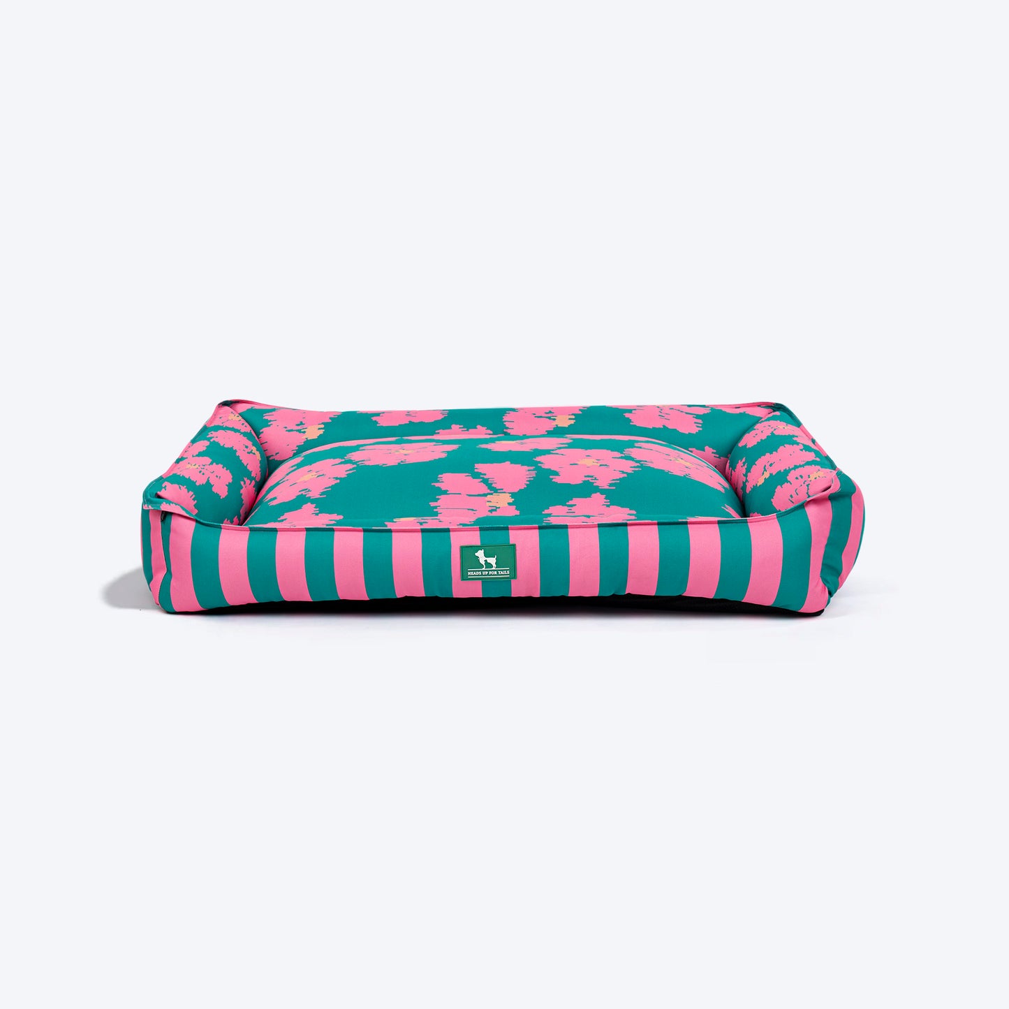 HUFT Pawsome Blossom Lounger Bed For Dog - Green & Pink - Heads Up For Tails