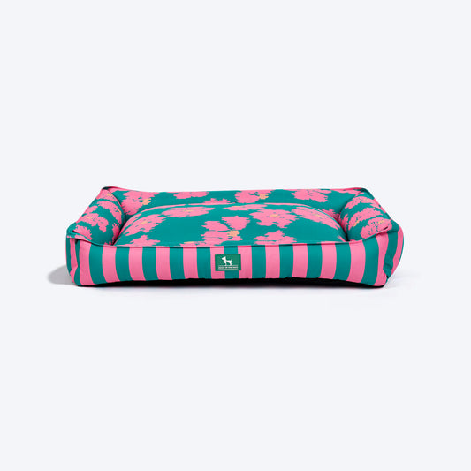 HUFT Pawsome Blossom Lounger Bed For Dog - Green & Pink - Heads Up For Tails