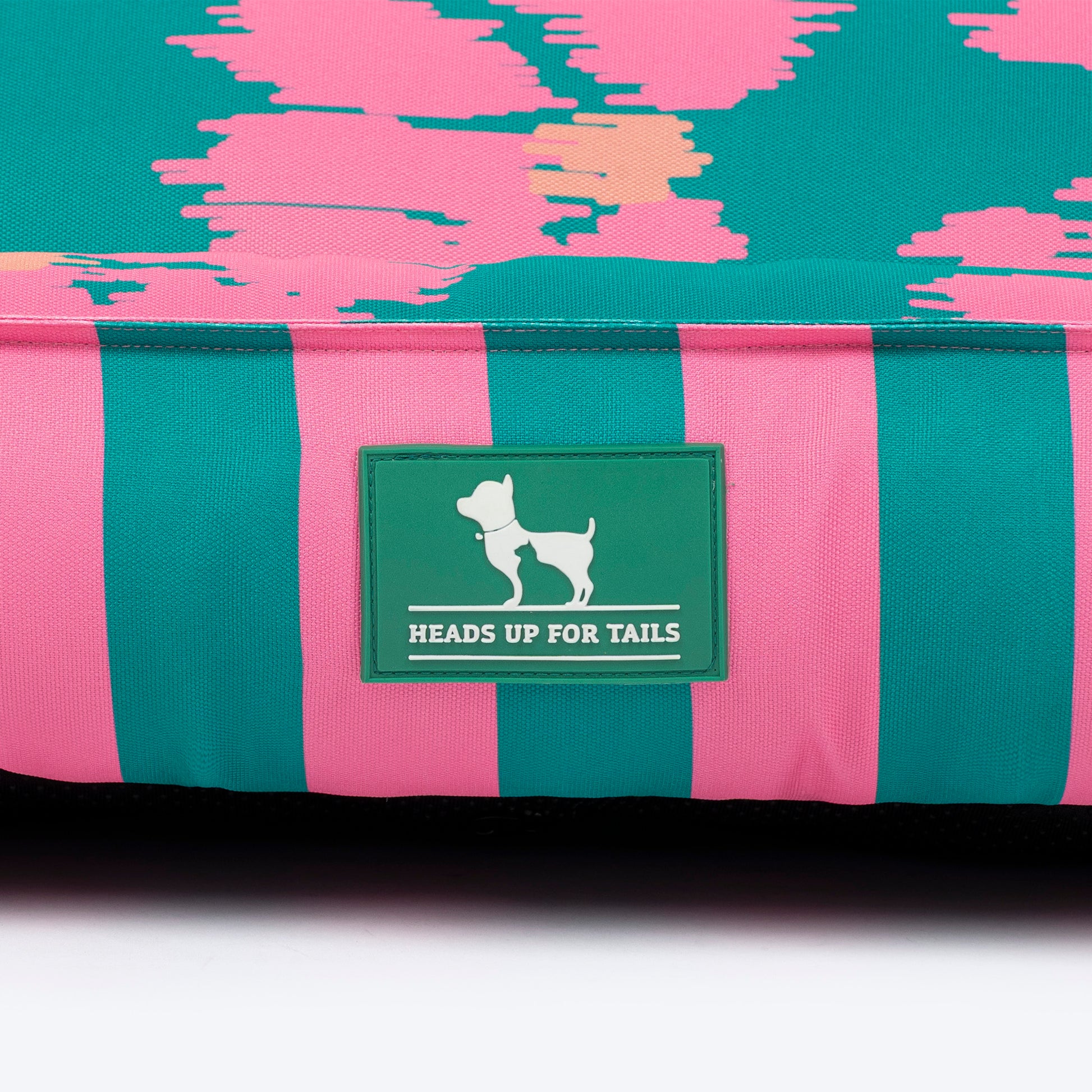 HUFT Pawsome Blossom Lounger Bed For Dog - Green & Pink - Heads Up For Tails