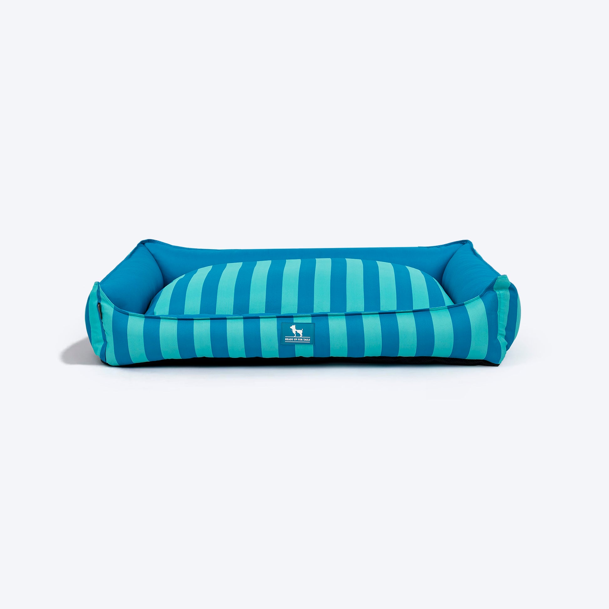 HUFT Happy Stripes Lounger Bed For Dog - Blue & Turquoise - Heads Up For Tails
